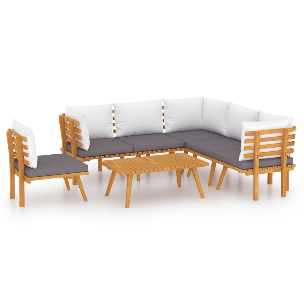 7-tlg. Garten-Lounge-Set mit Kissen Massivholz Akazie