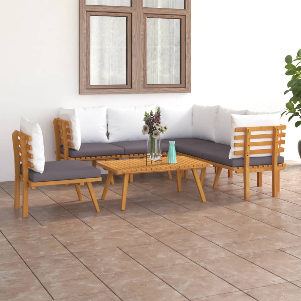 7-tlg. Garten-Lounge-Set mit Kissen Massivholz Akazie
