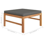 4-tlg. Garten-Lounge-Set mit Grauen Kissen Massivholz Teak