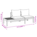 3-tlg. Garten-Lounge-Set mit Dunkelgrauen Kissen Massivholz Akazie
