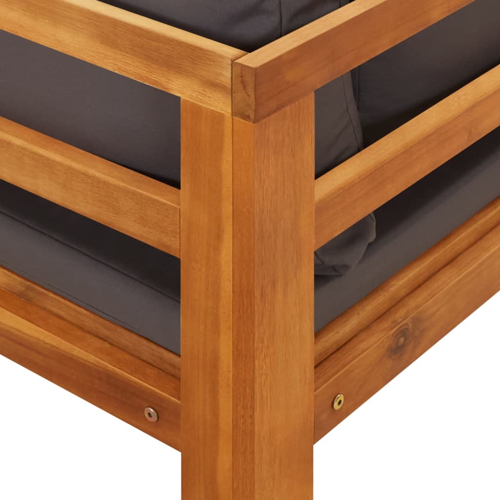 5-tlg. Garten-Lounge-Set mit Dunkelgrauen Kissen Akazienholz