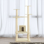 Kratzbaum mit Sisal-Kratzsäulen Creme 110 cm