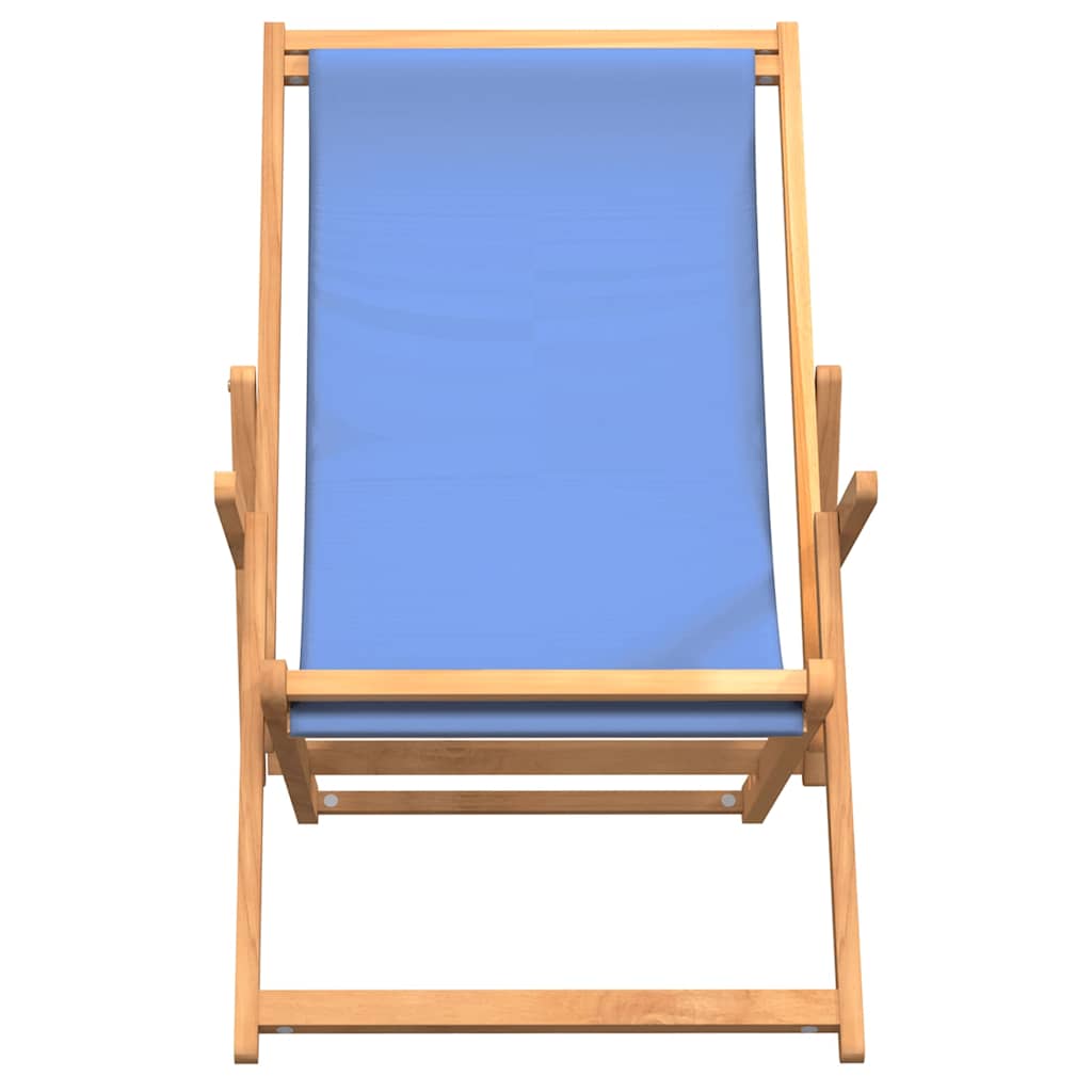 Strandstuhl Klappbar Massivholz Teak Blau