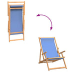 Strandstuhl Klappbar Massivholz Teak Blau