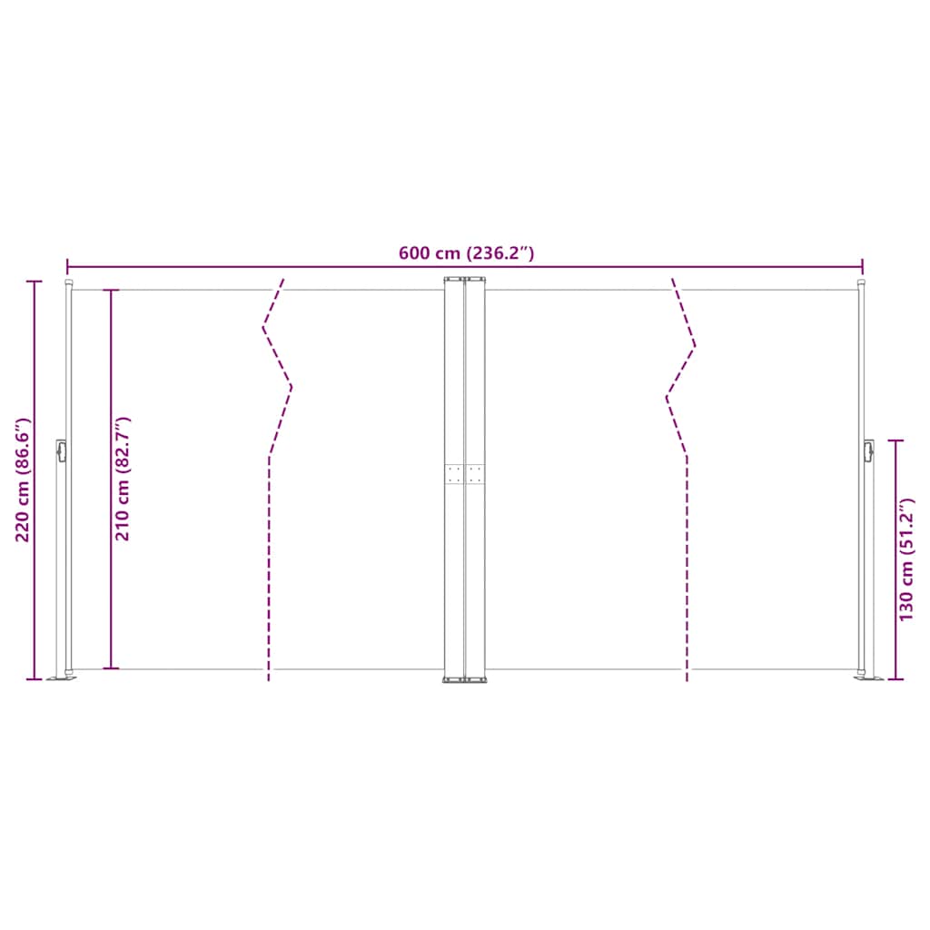Seitenmarkise Ausziehbar Rot 200x600 cm