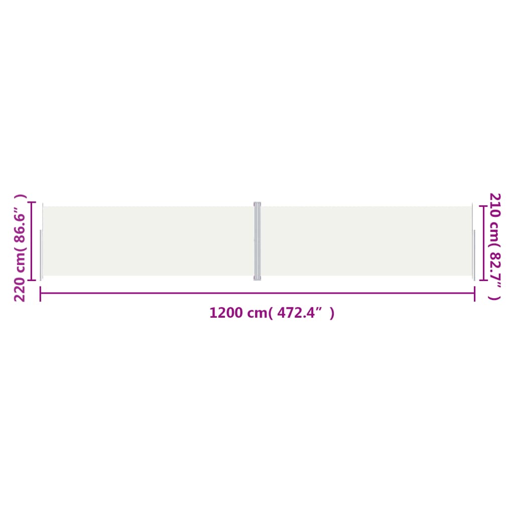 Seitenmarkise Ausziehbar Creme  220x1200 cm