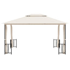 Pavillon mit Seitenwänden & Doppeldach 3x4 m Creme
