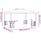 Pavillon mit Seitenwänden & Doppeldach 3x4 m Creme