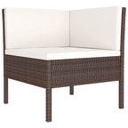 6-tlg. Garten-Lounge-Set mit Auflagen Poly Rattan Braun