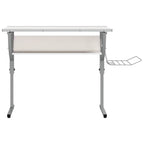 Basteltisch Weiß & Grau 110x53x(58-87) cm Holzwerkstoff & Stahl
