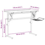 Basteltisch Weiß & Grau 110x53x(58-87) cm Holzwerkstoff & Stahl