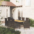 9-tlg. Garten-Essgruppe mit Kissen Poly Rattan Schwarz