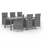 7-tlg. Garten-Essgruppe mit Kissen Poly Rattan Grau