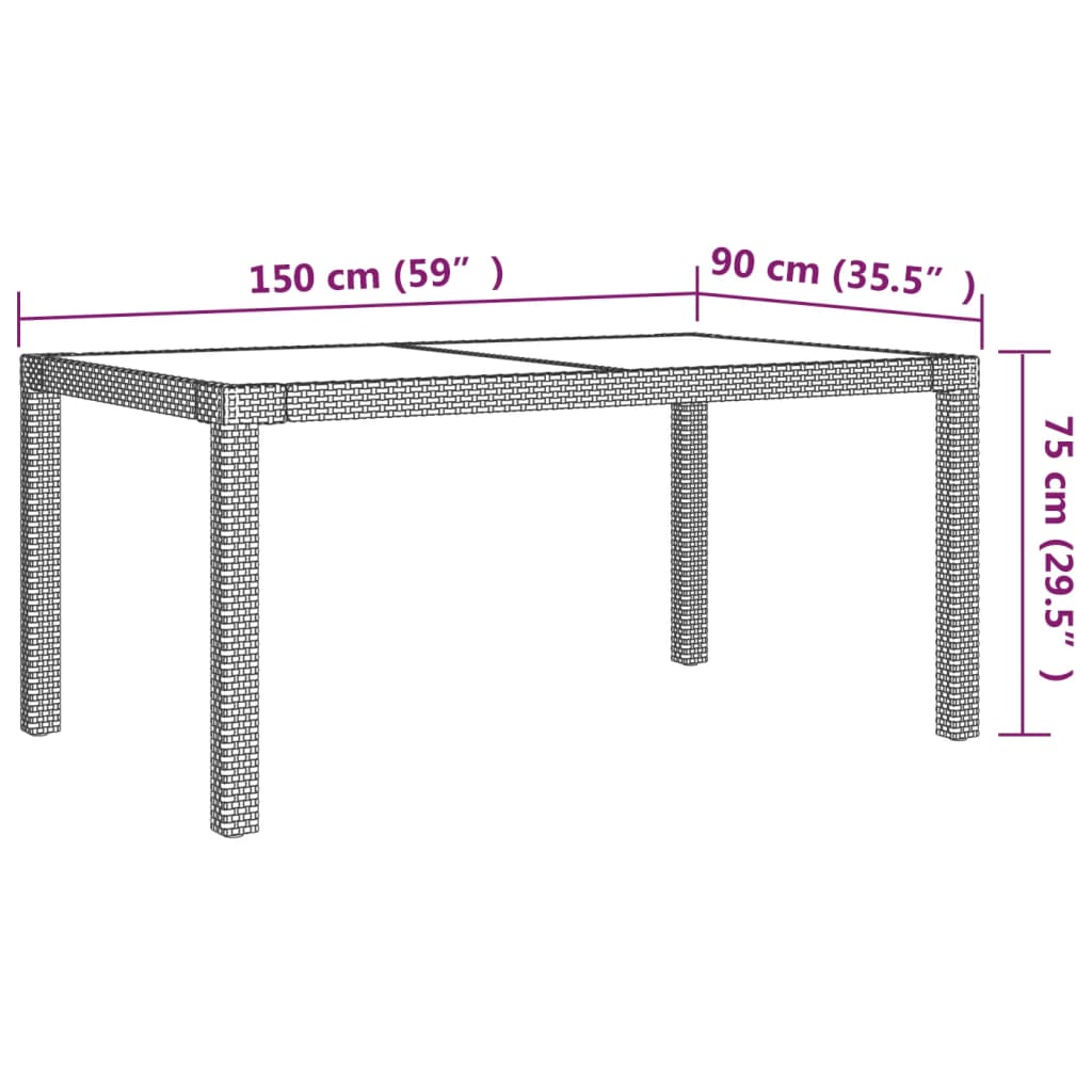 7-tlg. Garten-Essgruppe mit Kissen Poly Rattan Beige
