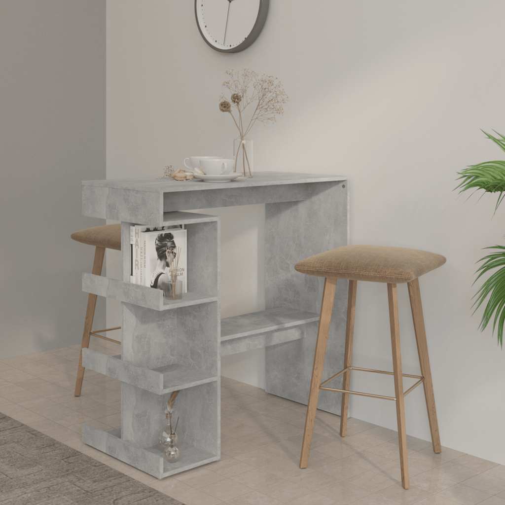 Bartisch mit Regal Betongrau 100x50x101,5 cm Holzwerkstoff