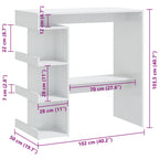 Bartisch mit Regal Hochglanz-Weiß 100x50x101,5 cm
