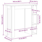 Bartisch mit Regal Braun Eiche 102x50x103,5 cm Holzwerkstoff