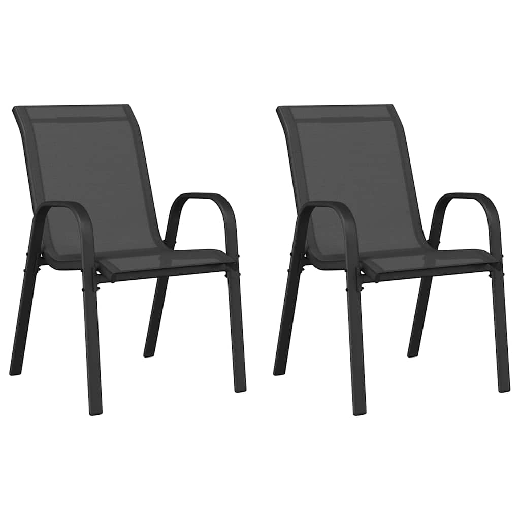 Stapelbare Gartenstühle 2 Stk. Schwarz Textilene