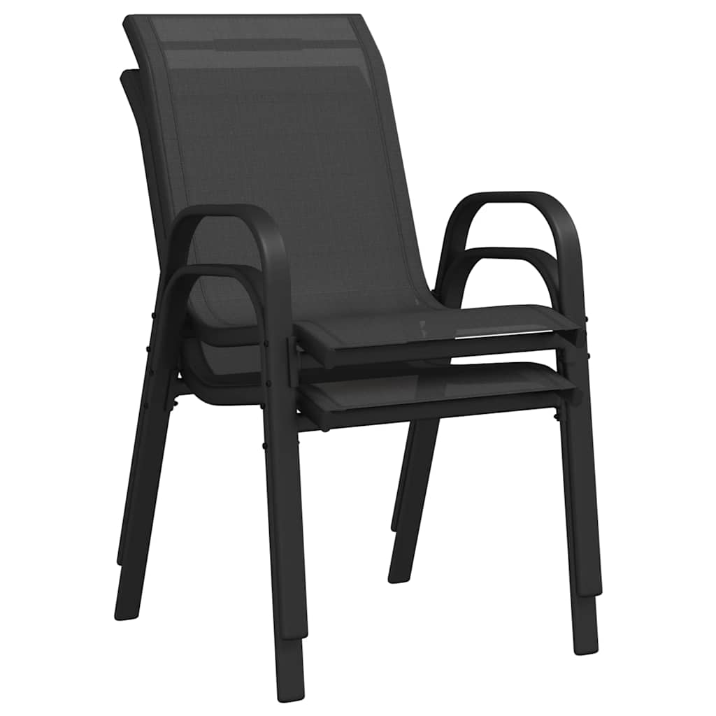 Stapelbare Gartenstühle 2 Stk. Schwarz Textilene