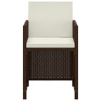 3-tlg. Garten-Essgruppe mit Kissen Poly Rattan Braun