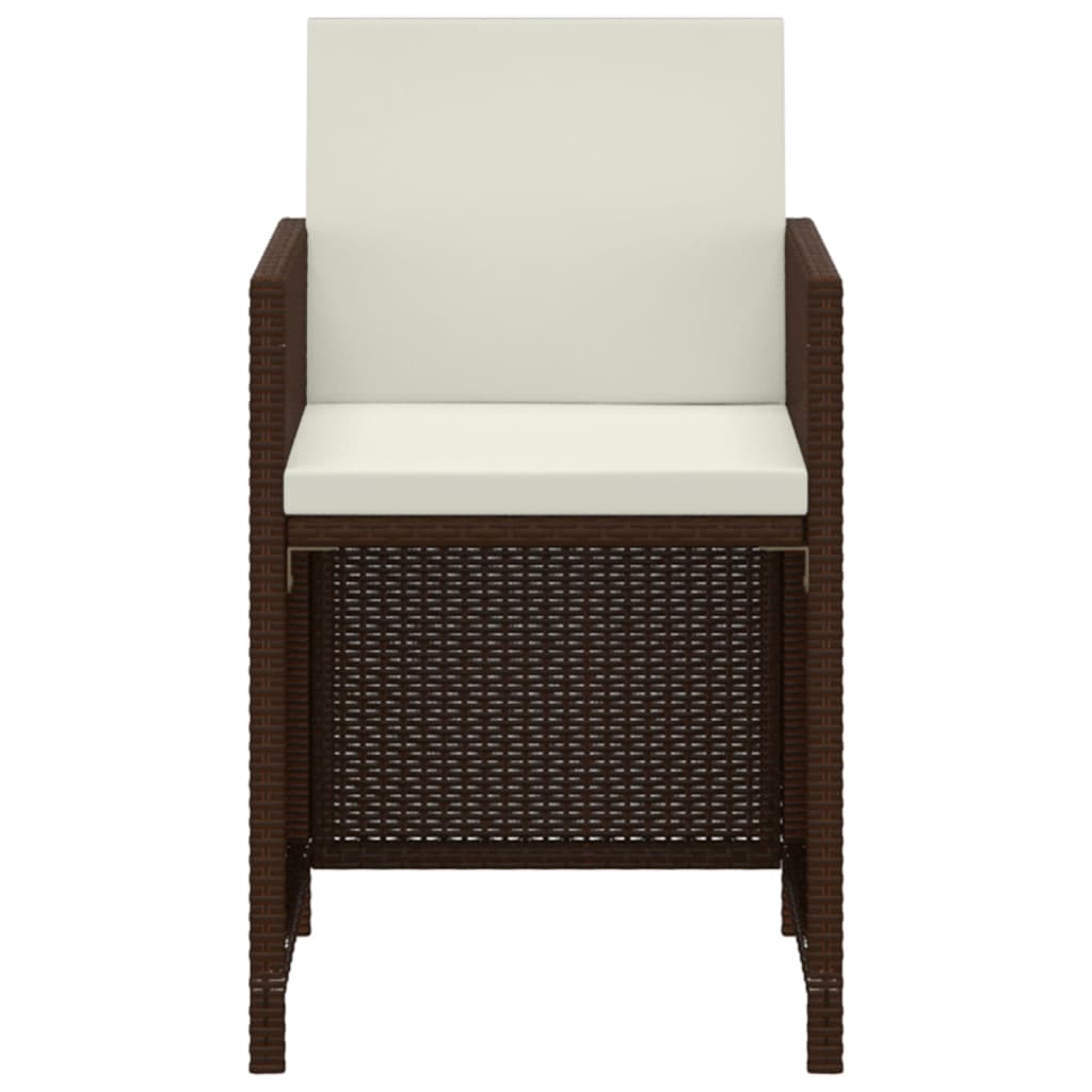 3-tlg. Garten-Essgruppe mit Kissen Poly Rattan Braun