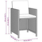 3-tlg. Garten-Essgruppe mit Kissen Poly Rattan Braun