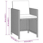 3-tlg. Garten-Essgruppe mit Kissen Poly Rattan Schwarz