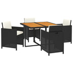 5-tlg. Garten-Essgruppe mit Kissen Poly Rattan Schwarz