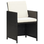 5-tlg. Garten-Essgruppe mit Kissen Poly Rattan Schwarz