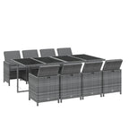 9-tlg. Garten-Essgruppe mit Kissen Poly Rattan Grau