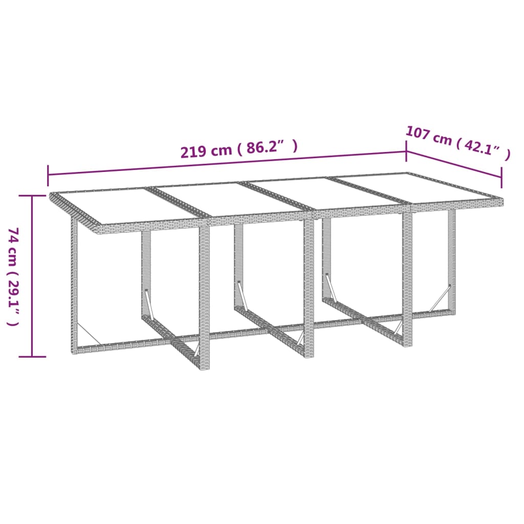9-tlg. Garten-Essgruppe mit Kissen Poly Rattan Braun