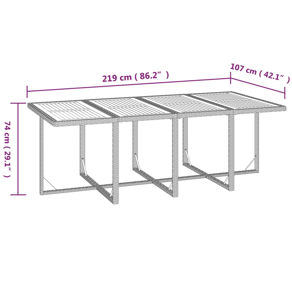 13-tlg. Garten-Essgruppe mit Kissen Poly Rattan Beige