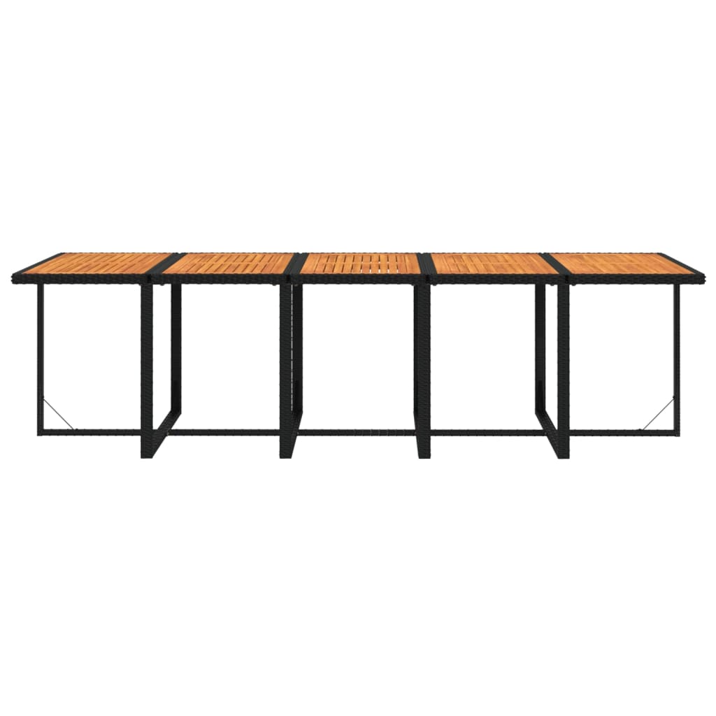 15-tlg. Garten-Essgruppe mit Kissen Poly Rattan Schwarz