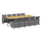 11-tlg. Garten-Essgruppe mit Auflagen Poly Rattan Grau