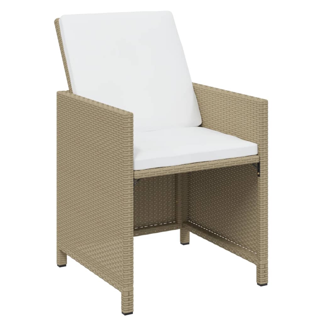 17-tlg. Garten-Essgruppe mit Kissen Poly Rattan Beige