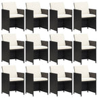13-tlg. Garten-Essgruppe mit Kissen Poly Rattan Schwarz