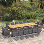 17-tlg. Garten-Essgruppe mit Kissen Poly Rattan Grau
