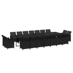 19-tlg. Garten-Essgruppe mit Kissen Poly Rattan Schwarz