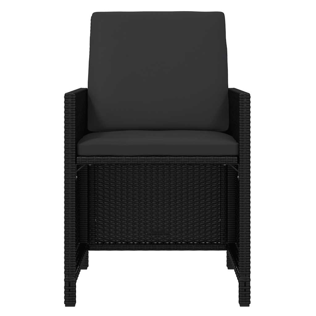 19-tlg. Garten-Essgruppe mit Kissen Poly Rattan Schwarz