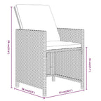 19-tlg. Garten-Essgruppe mit Kissen Poly Rattan Schwarz