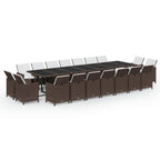 19-tlg. Garten-Essgruppe mit Kissen Poly Rattan Braun