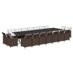 19-tlg. Garten-Essgruppe mit Kissen Poly Rattan Braun