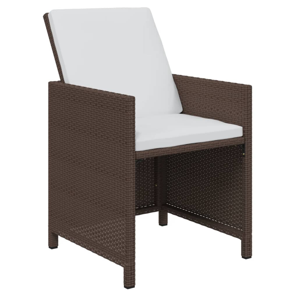 19-tlg. Garten-Essgruppe mit Kissen Poly Rattan Braun
