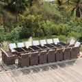 19-tlg. Garten-Essgruppe mit Kissen Poly Rattan Braun