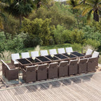 19-tlg. Garten-Essgruppe mit Kissen Poly Rattan Braun