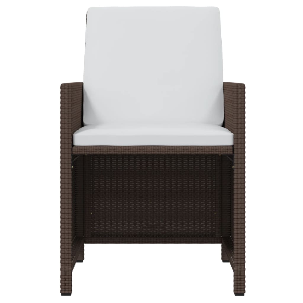 19-tlg. Garten-Essgruppe mit Kissen Poly Rattan Braun