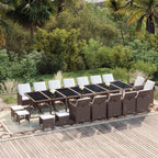 19-tlg. Garten-Essgruppe mit Kissen Poly Rattan Braun