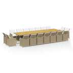 19-tlg. Garten-Essgruppe mit Kissen Poly Rattan Beige