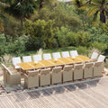 19-tlg. Garten-Essgruppe mit Kissen Poly Rattan Beige