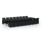 17-tlg. Garten-Essgruppe mit Kissen Schwarz Poly Rattan